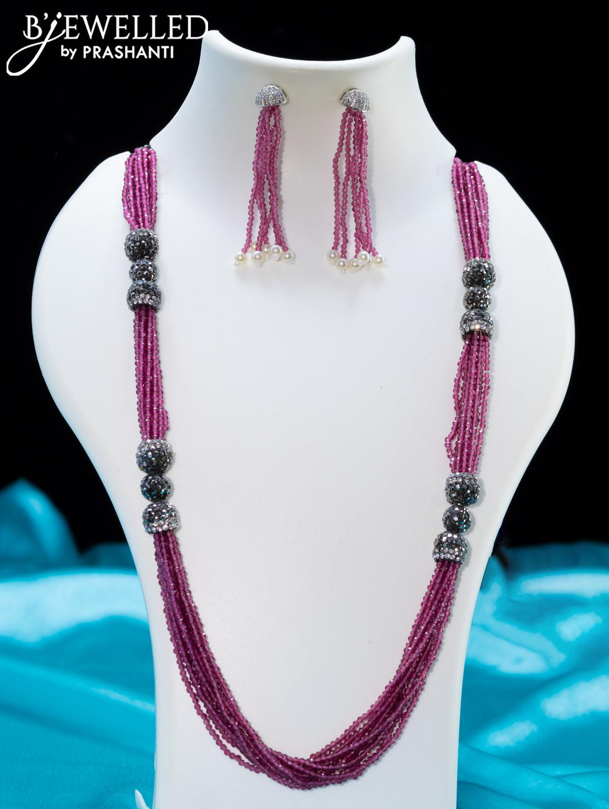 Buy 2 Stranded pink and silver dholki(brushed) beads necklace with Earrings  Online at Low Prices in India - Paytmmall.com