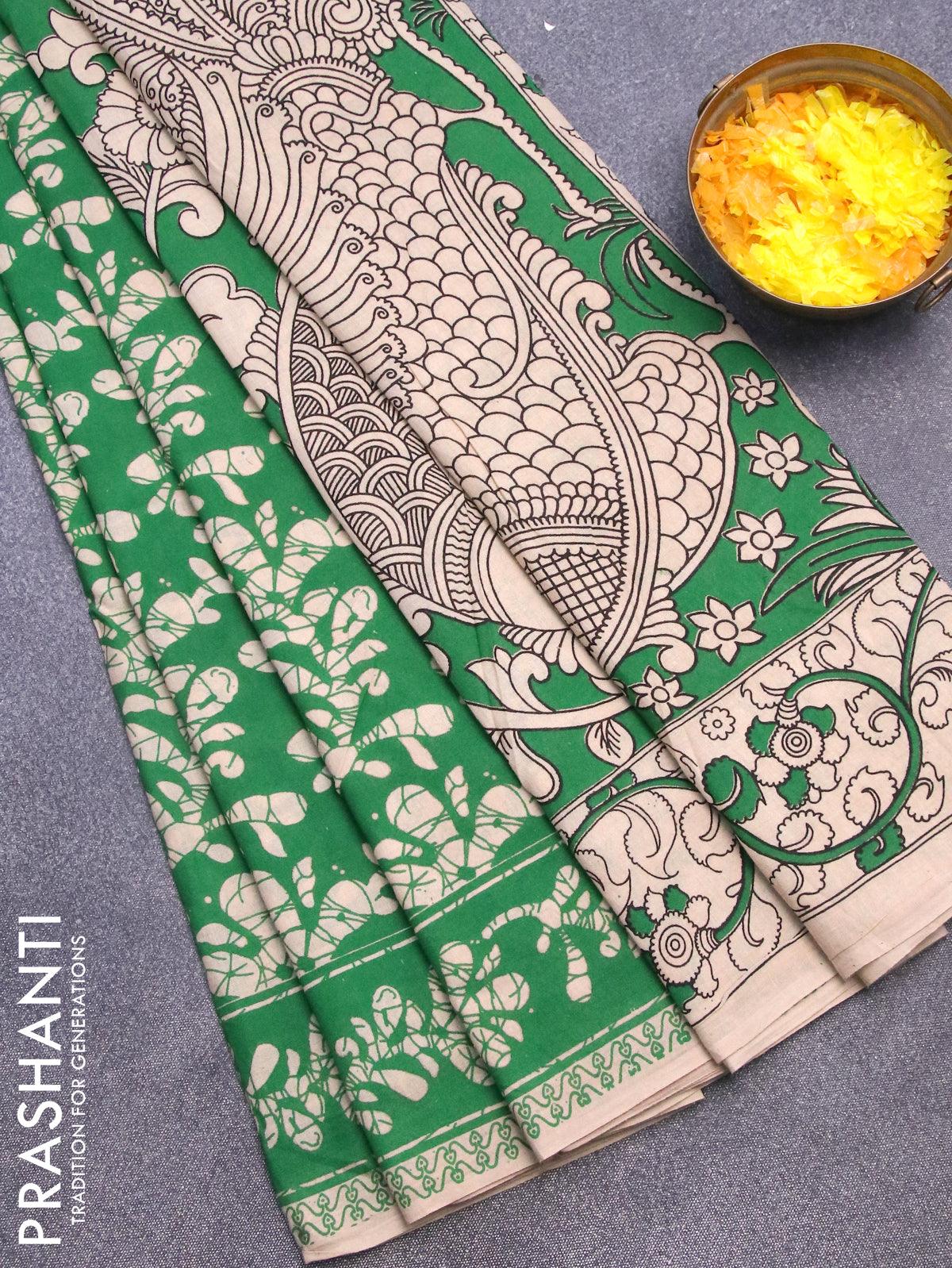 Chappa saree pastel grey shade and maroon with allover kalamkari prints and  printed border at 119000 by Prashanti – Prashanti Sarees