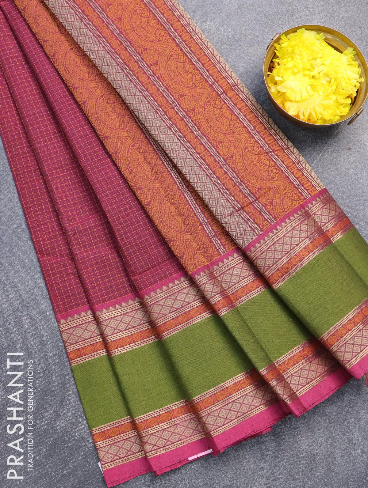 Mangalagiri cotton beautiful small check saree – www.vannamayil.com
