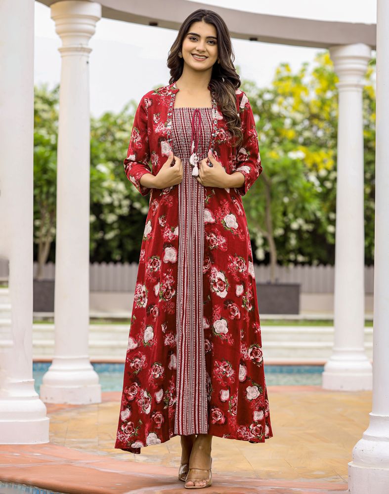 Bimba 2 Pcs Designer Floral Long Shrug Jacket with India | Ubuy