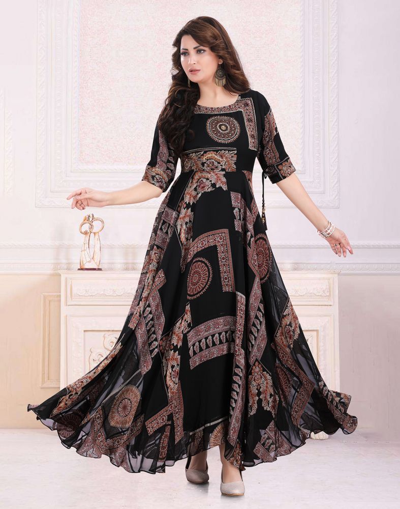 Indian Women Black Floral Printed Cotton Kurta Kurti Ethnic Top Tunic  Pakistani | eBay
