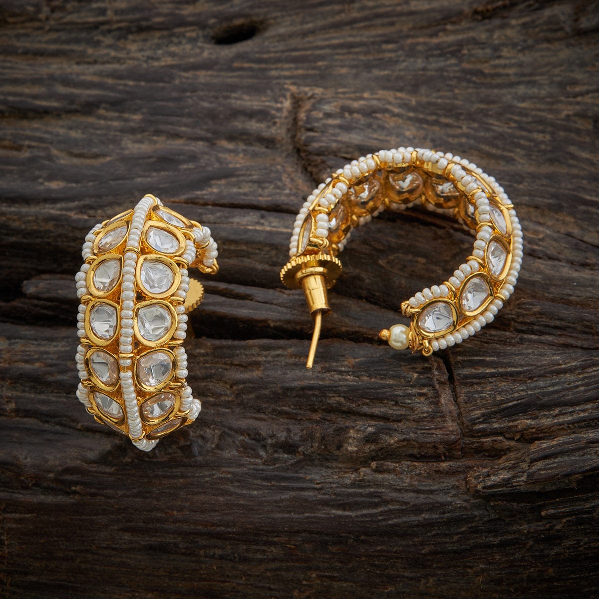 Gold Kundan Earrings - Choodiyan