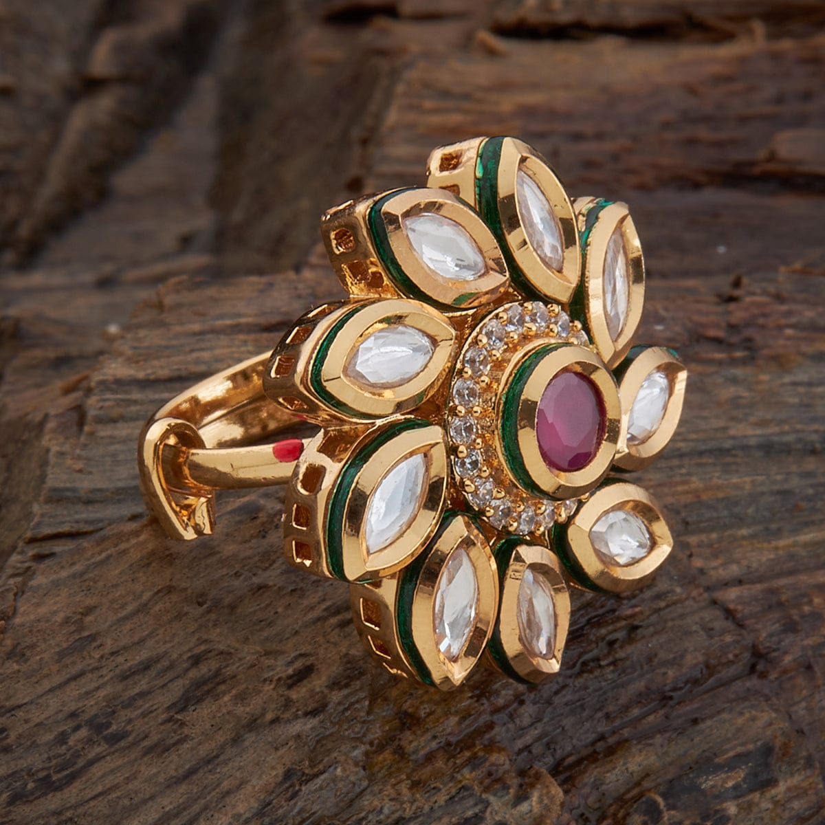 Yodha , premium quality adjustable Bridal Kundan Ring for Women -MOE00 –  www.soosi.co.in