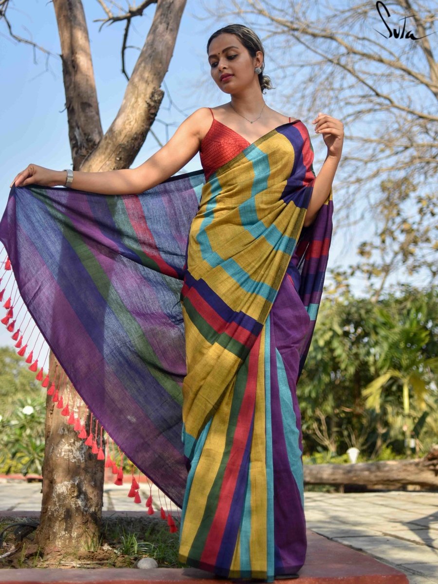 Exclusive ajrakh naturally dyed modal silk saree – Soovos