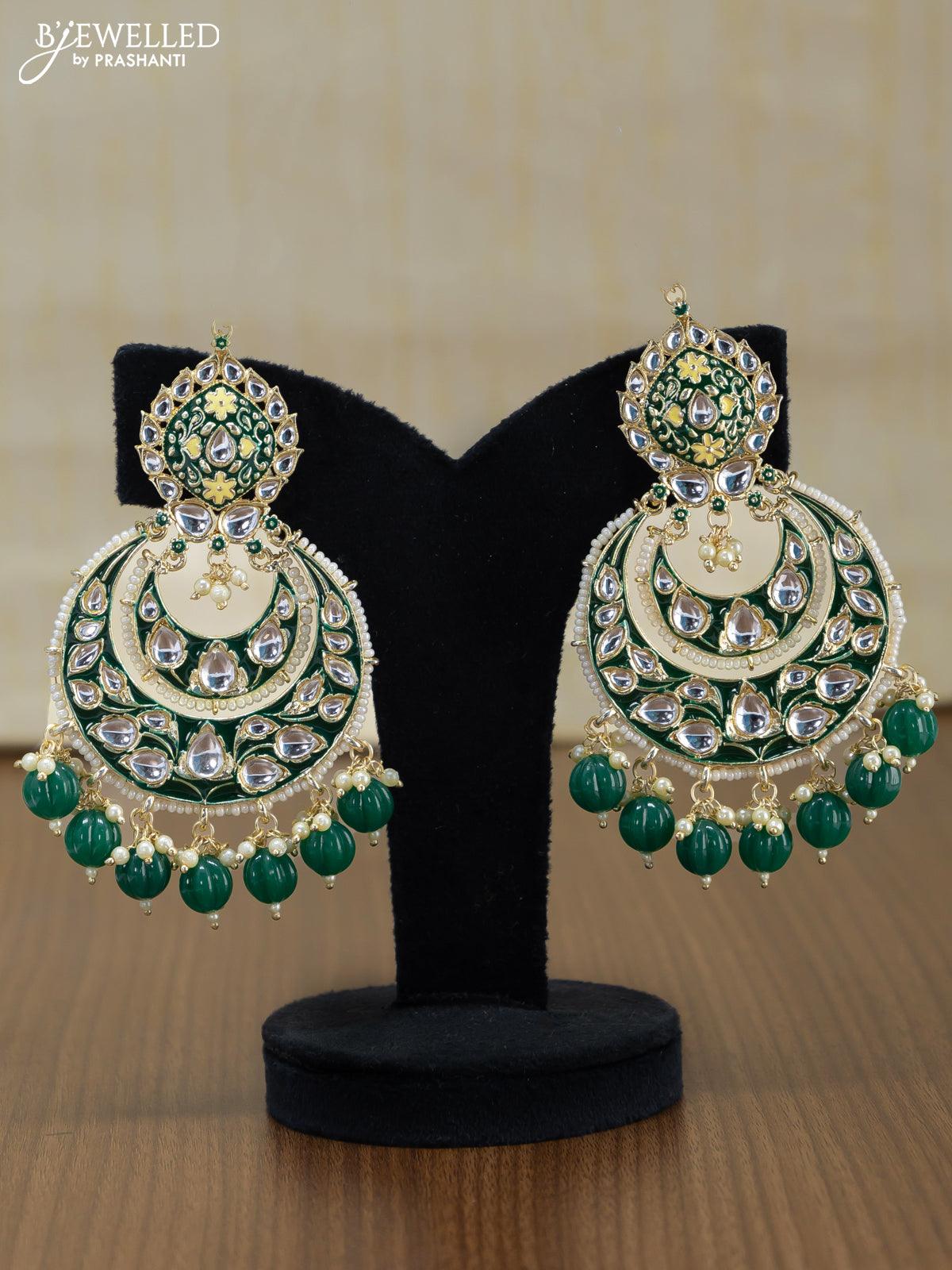 Buy Buy Women's Alloy Chandbali Earring in Light Green Online - (E2859Min)  — Karmaplace