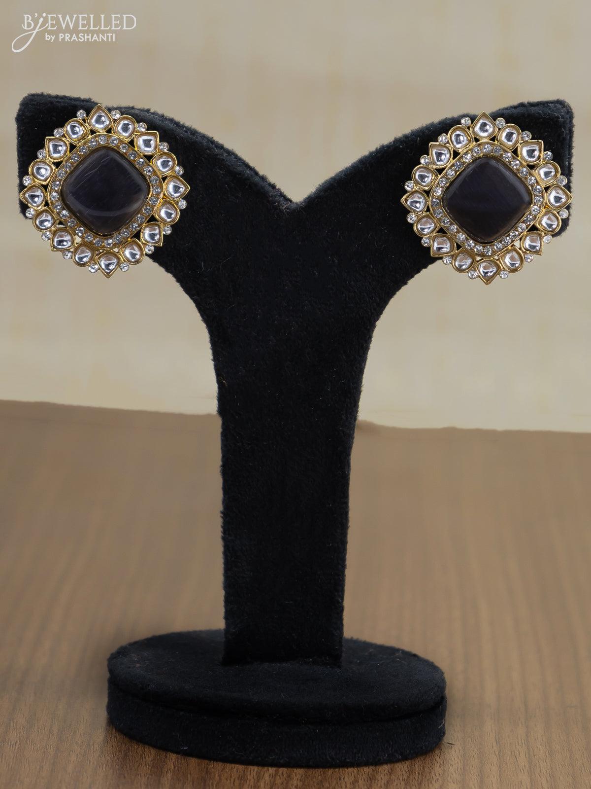 light weight earrings with cz and grey stone prashanti sarees 1
