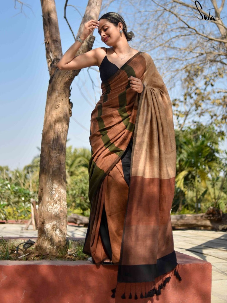 Naturally Dyed Soft Beige Cotton Handloom Saree – Chanchal-Bringing Art to  Life