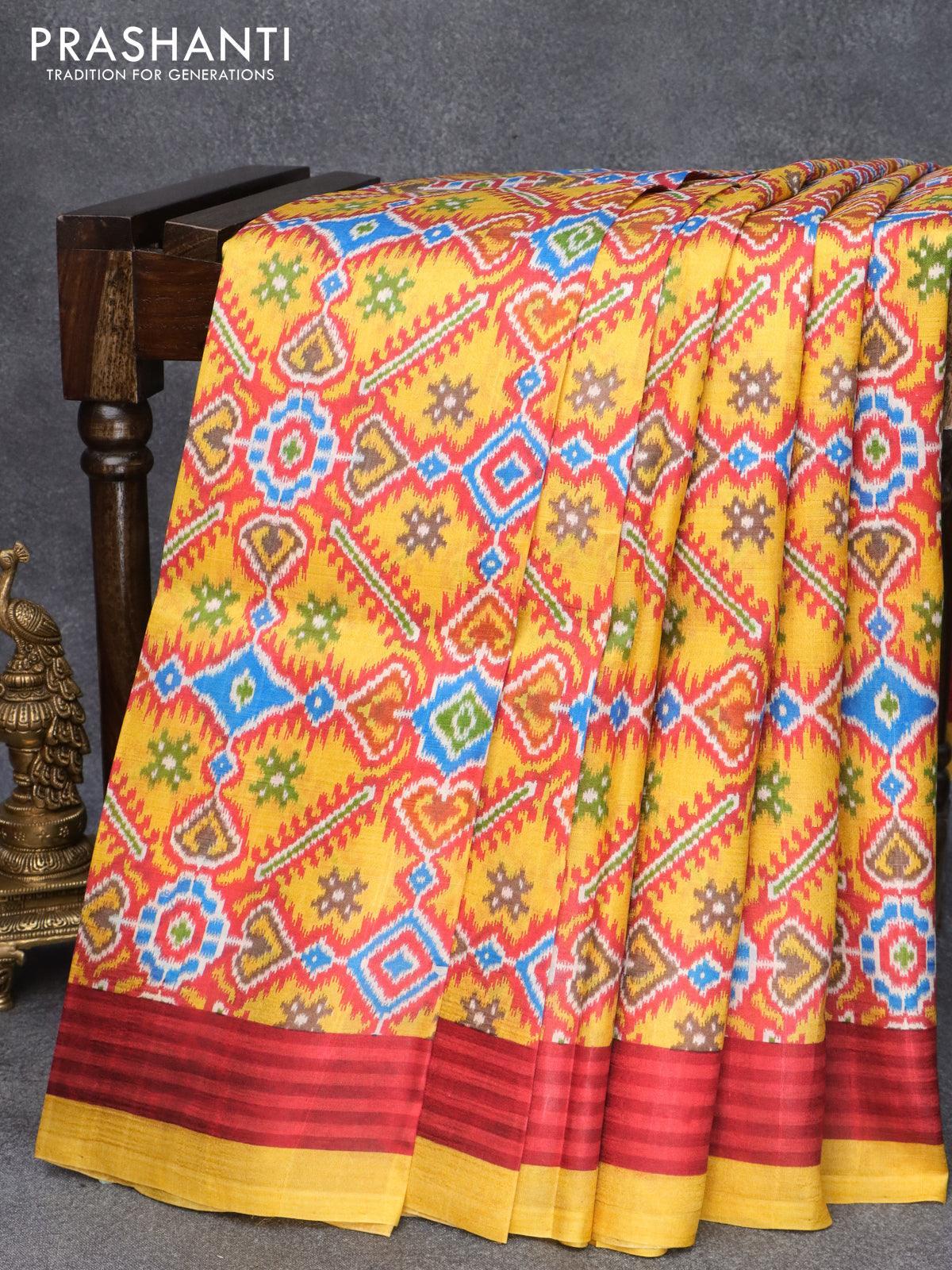 Buy gramin Printed Murshidabad Pure Silk Red, Green, Yellow Sarees Online @  Best Price In India | Flipkart.com