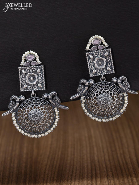 925 Sterling Silver Maroon Stone Peacock Design Earring – Joharcart