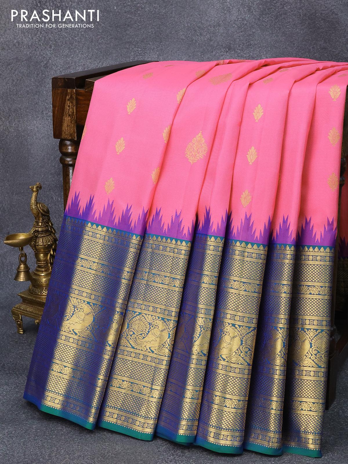 Navy Blue Coloured Kanchipuram Silk Saree