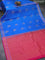 Pure kanjivaram silk saree blue and pink with zari woven buttas and simple border