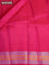 Pure kanjivaram silk saree blue and pink with zari woven buttas and simple border