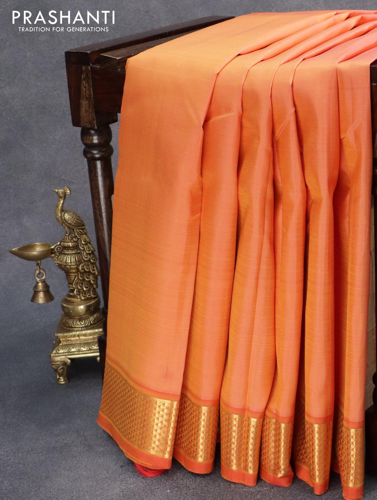 Buy Varkala Silk Palace Women's Mahiraa Kanchipuram Banarasi Lichi Kanjivaram  Silk Saree With Plain Unstitched Blouse (Rama colour) at Amazon.in