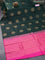 Pure kanjivaram silk saree green and pink with zari woven buttas in borderless style