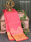 Pure kanjivaram silk saree peach pink with allover self emboss and long zari woven border Self emboss