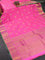 Pure kanjivaram silk saree pink and green with allover self emboss & zari buttas and zari woven border