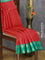 Pure kanjivaram silk saree reddish orange and teal blue with zari woven buttas and rettapet zari woven korvai border