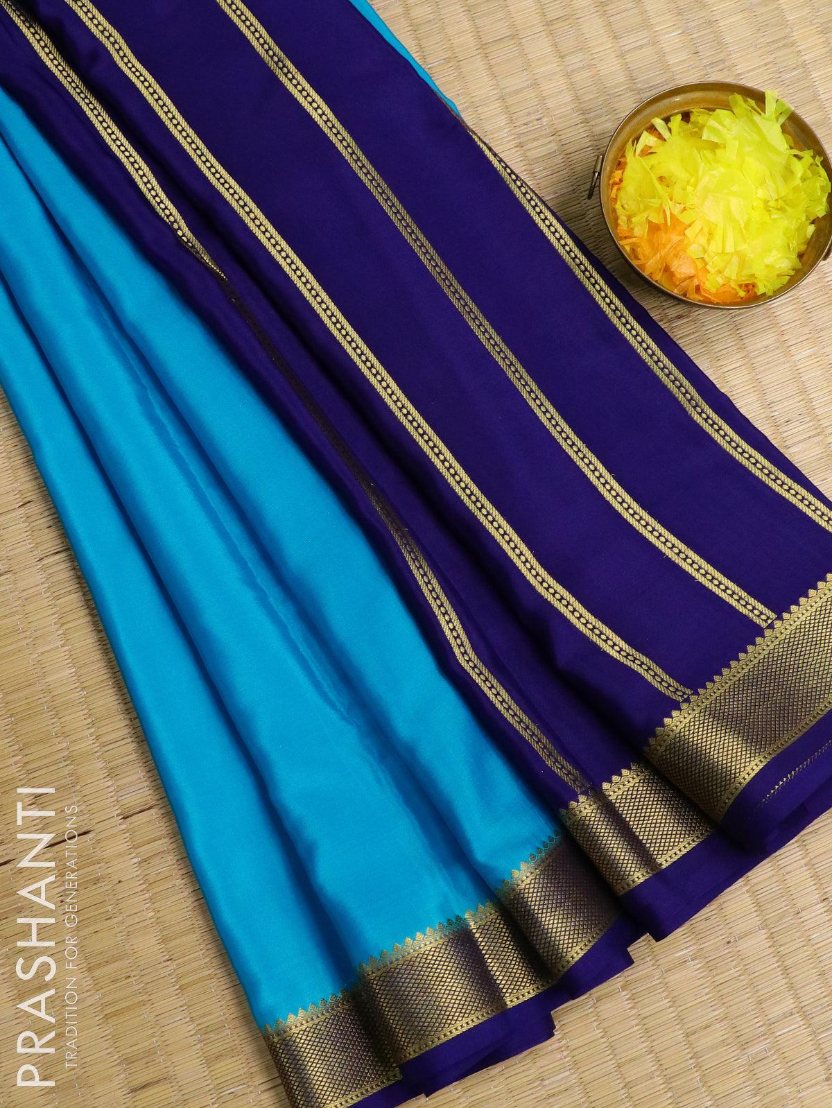 Wonderful Blue Plain Bishnupuri Katan Silk Saree – WeaversIndia