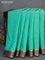 Pure mysore silk saree teal green and dark blue with allover zari woven stripes pattern and zari woven border