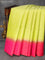 Pure soft silk saree lime green and dual shade of pink with allover zari weaves and zari woven simple border