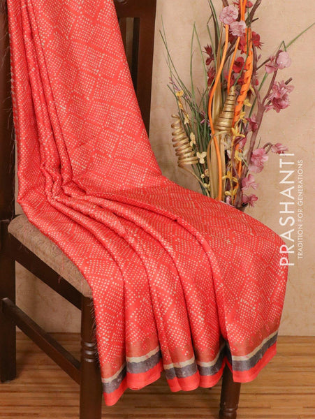 Orangey Red Combination Of Dark Beige & Mineral Green Kalyani