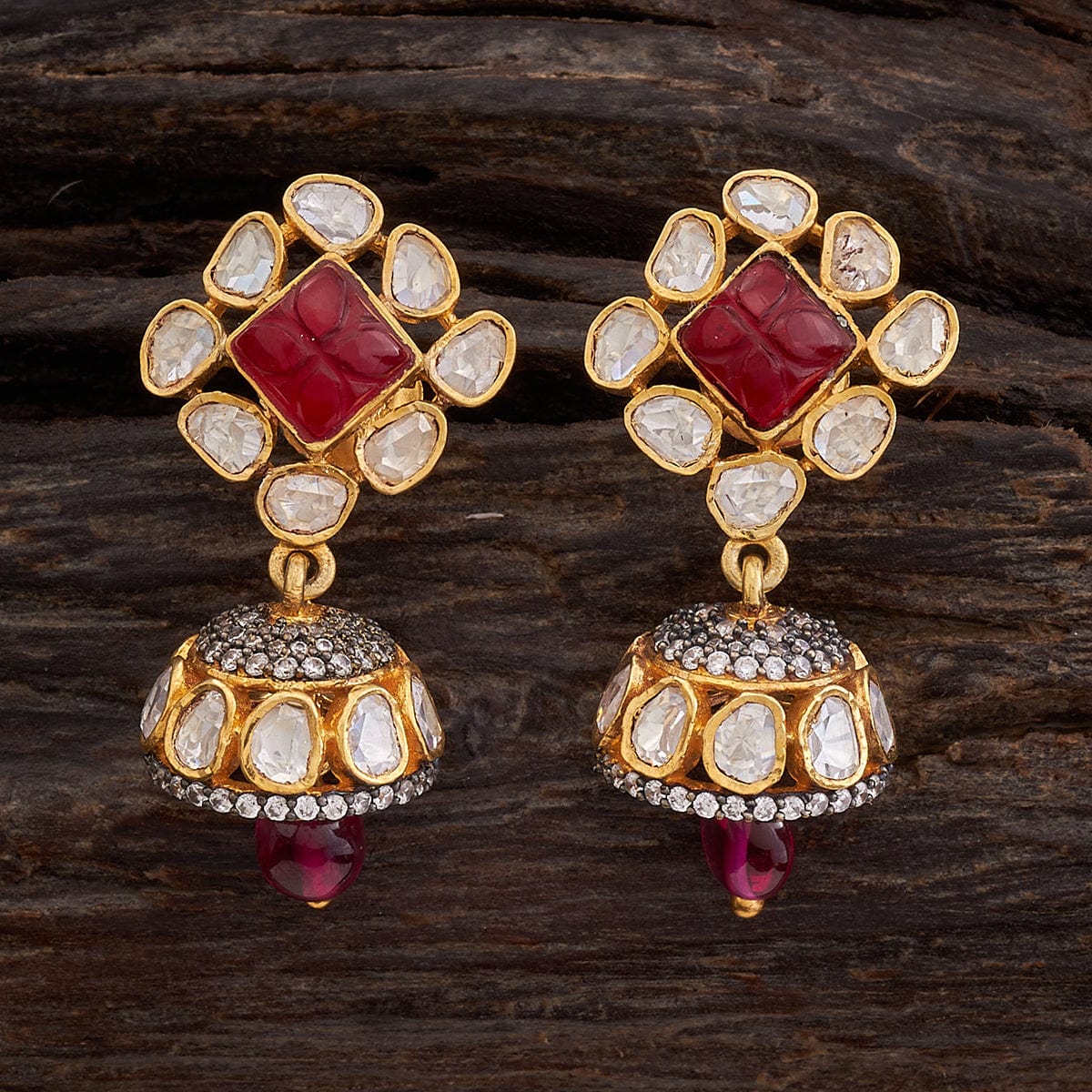 Brass,Moti Golden,Red Beautiful Designer Latest Jhumki Kundan Earrings For  Women And Girls at Rs 475/pair in Mumbai