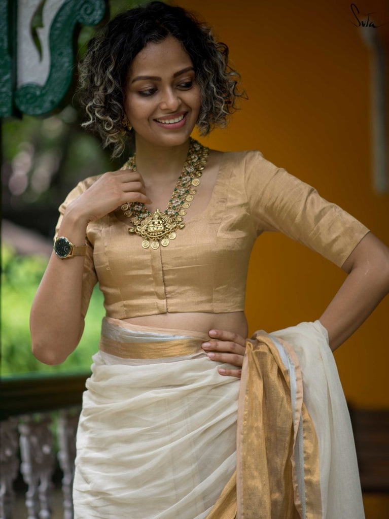 Women Gold Stain Silk Petticoat Saree Underskirt Free Size Silk