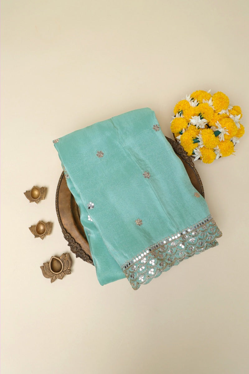 Designer Crepe Sea Green Saree