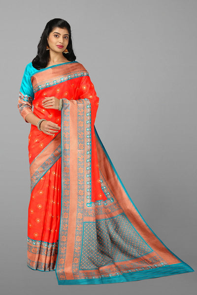 IAKT & KHUN COMBINATION SAREE WITH MANTRA PRINTED PALLU – ShopBollyWear.Com