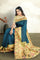 PEACOCK BLUE and MULTI ZARI BUTTA VISCOSE GEORGETTE Saree with BANARASI