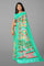 MULTI and SEA GREEN GEOMETRIC LINEN Saree with FANCY