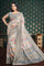 SLATE GREY and MULTI FLORALS BHAGALPURI SILK Saree with BANARASI FANCY