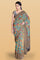 TURQUOISE and GREY FLORALS BHAGALPURI SILK Saree with BANARASI FANCY