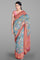 TURQUOISE BLUE and DUSTY PINK FLORALS BHAGALPURI SILK Saree with BANARASI FANCY