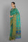 SEA GREEN and PEACOCK BLUE FLORALS SILK Saree with IKAT