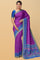 PURPLE and ROYAL BLUE PLAIN SILK Saree with IKAT