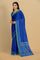 ROYAL BLUE and BLUE PLAIN SILK Saree with IKAT