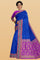 ROYAL BLUE and PURPLE IKKAT PRINT SILK Saree with IKAT