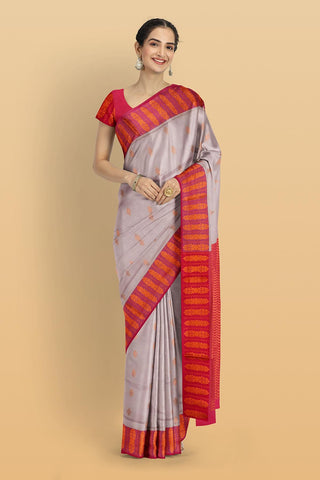 LIGHT LAVENDER and DARK PINK BUTTIS SILK Saree with BANARASI FANCY