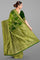 LIGHT GREEN and OLIVE GREEN CHECKS AND BUTTIS MATKA SILK Saree with BANARASI FANCY