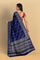 NAVY BLUE and SILVER FLORALS CHINIYA SILK Saree with BANARASI