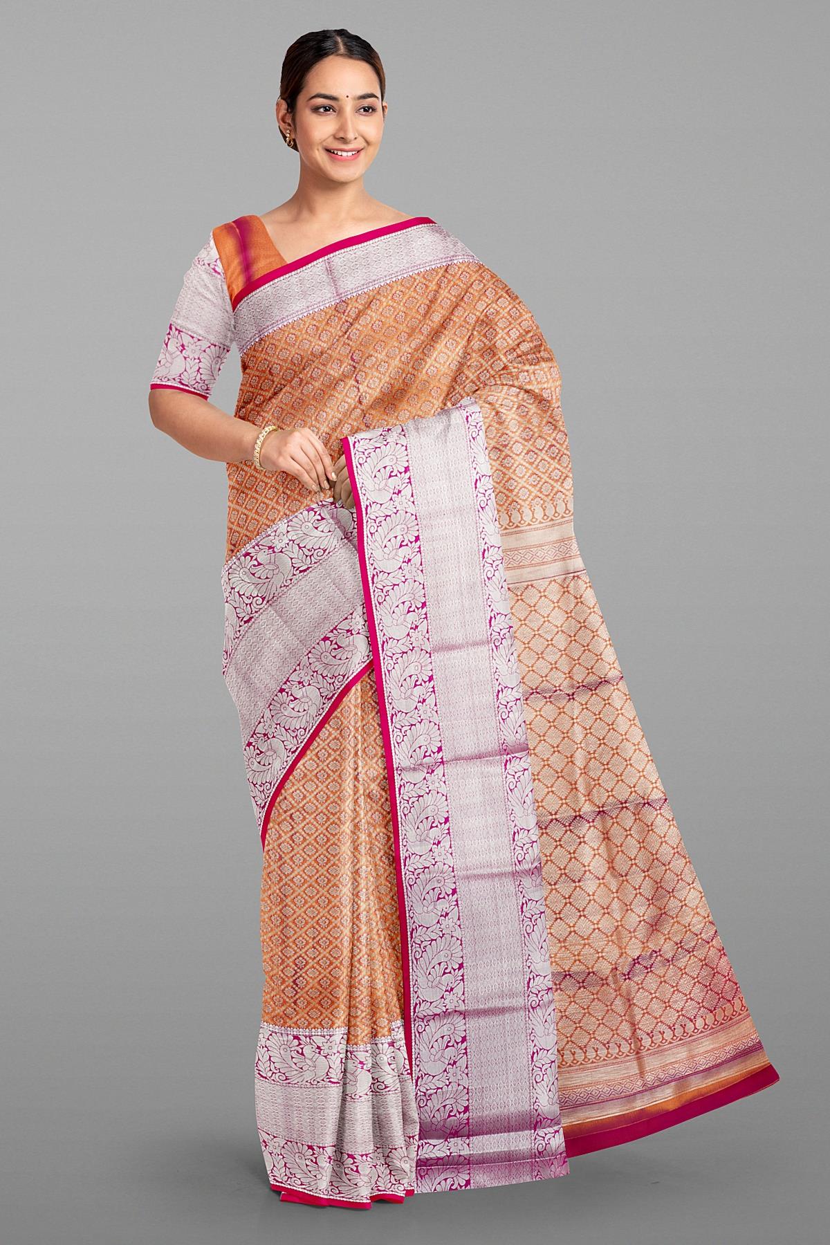 LIGHT PURPLE and PINK BROCADE SILK Saree with KANCHIPURAM