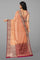 PEACH and MAROON FLORAL JAAL VISCOSE Saree with BANARASI FANCY