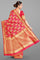 PINK and GOLD FLORAL JAAL SILK Saree with BANARASI