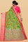 LIGHT GREEN and LIGHT PINK FLORALS SILK Saree with FANCY