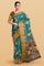 PEACOCK BLUE and BROWN FLORALS SILK Saree with FANCY