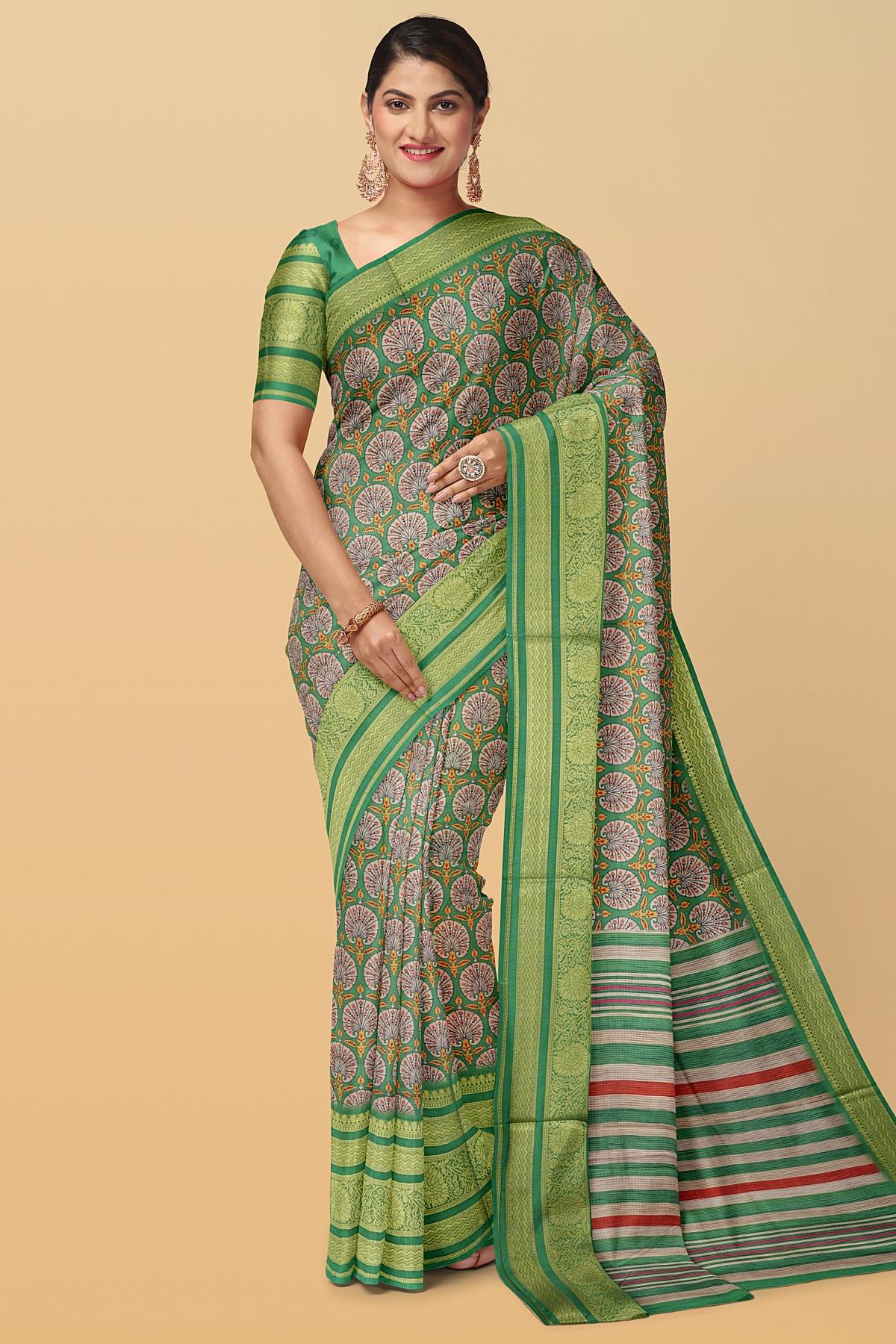 GREEN and MULTI BUTTIS SILK Saree with FANCY