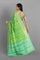 GREEN and SEA GREEN FLORAL JAAL SILK Saree with FANCY