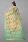 CREAM and SEA GREEN JAAL SILK Saree with FANCY