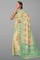 CREAM and SEA GREEN JAAL SILK Saree with FANCY